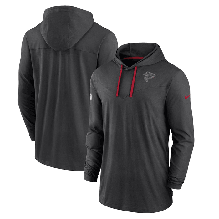 Men's Atlanta Falcons Black Sideline Pop Performance Pullover Long Sleeve Hoodie T-Shirt